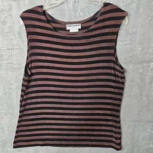 Softwear by mark singer Lg Tank stretch slinky brown black USA acetate spandex